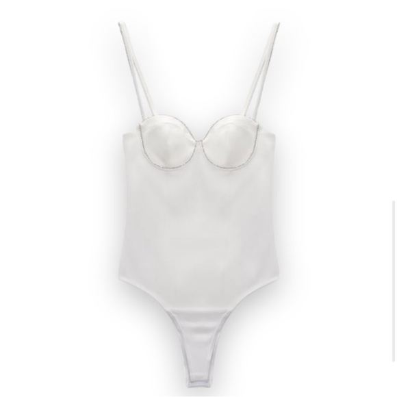 White Rhinestone Bodysuit ✨ZARA - Picture 3 of 5